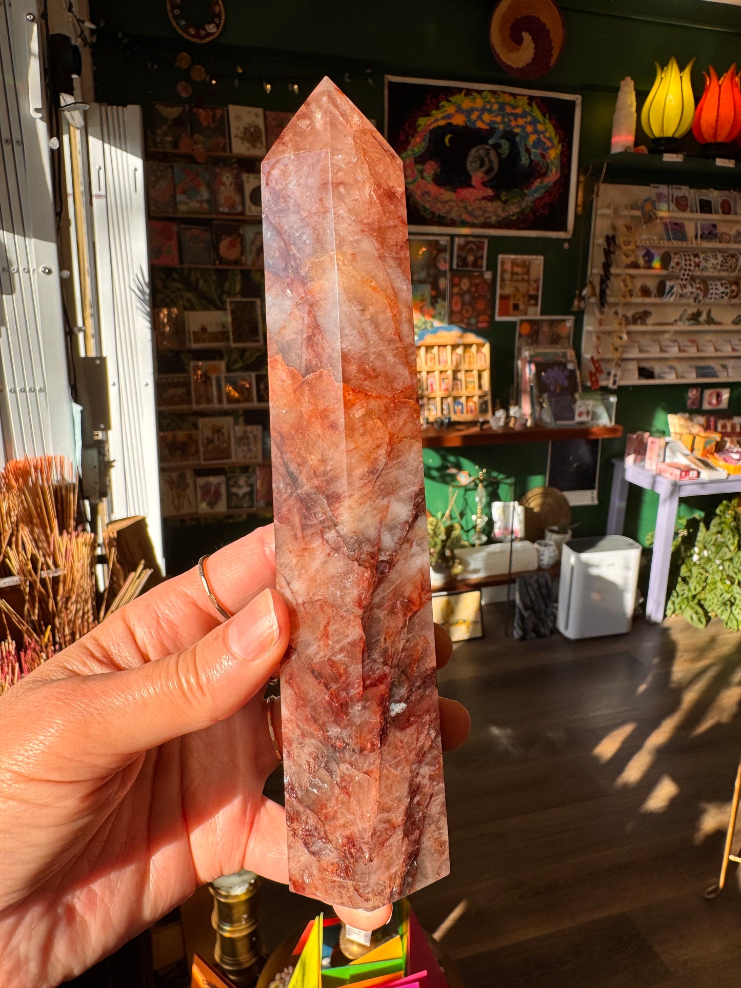 Hematoid Fire Quartz Tower 1.07 lb - Moon Room Shop and Wellness
