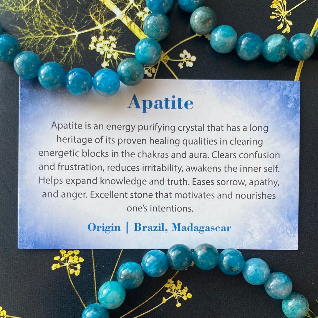 Blue Apatite 8mm Stretch Bracelet - Moon Room Shop and Wellness