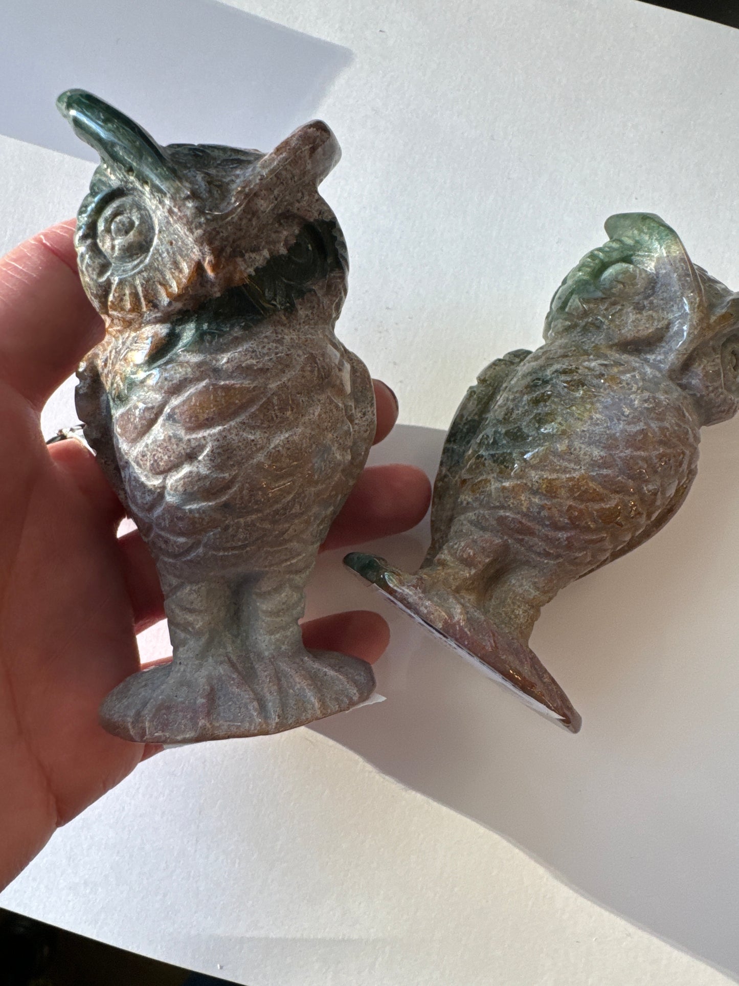 Ocean Jasper Owl Carving 3.5" - Moon Room Shop and Wellness