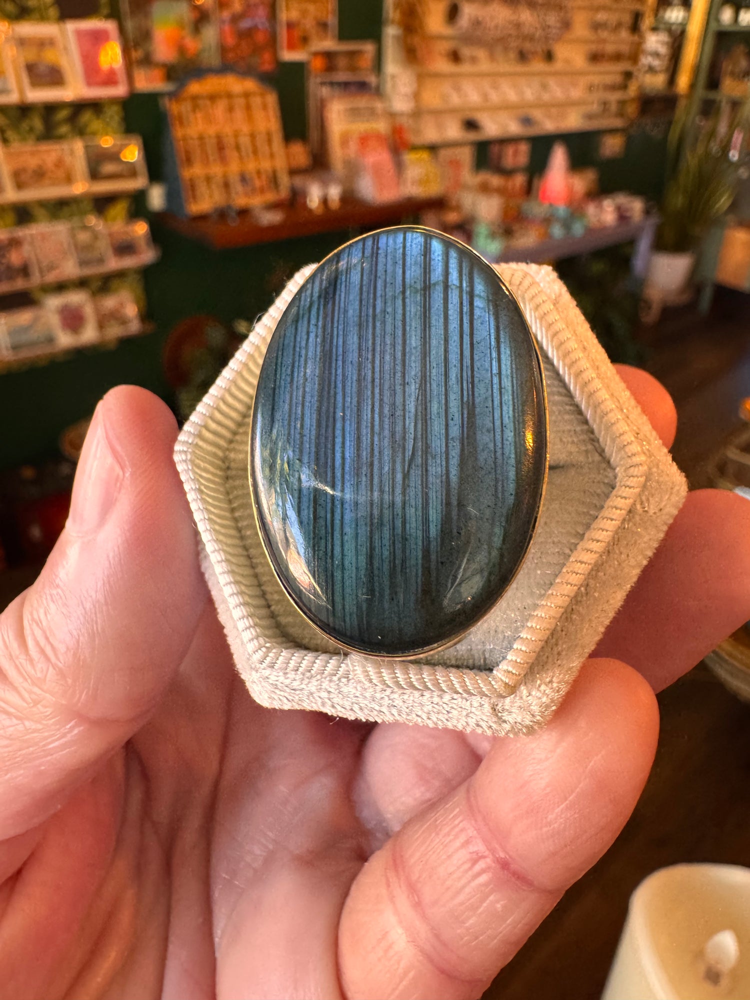 Labradorite Brass Ring Size 7 - Moon Room Shop and Wellness