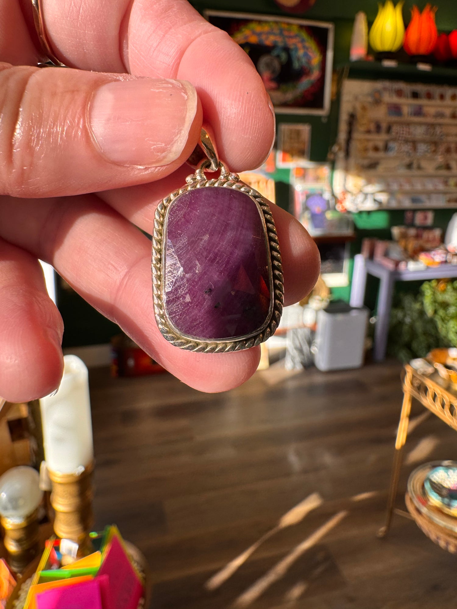 Ruby Sterling Silver Pendant - Moon Room Shop and Wellness
