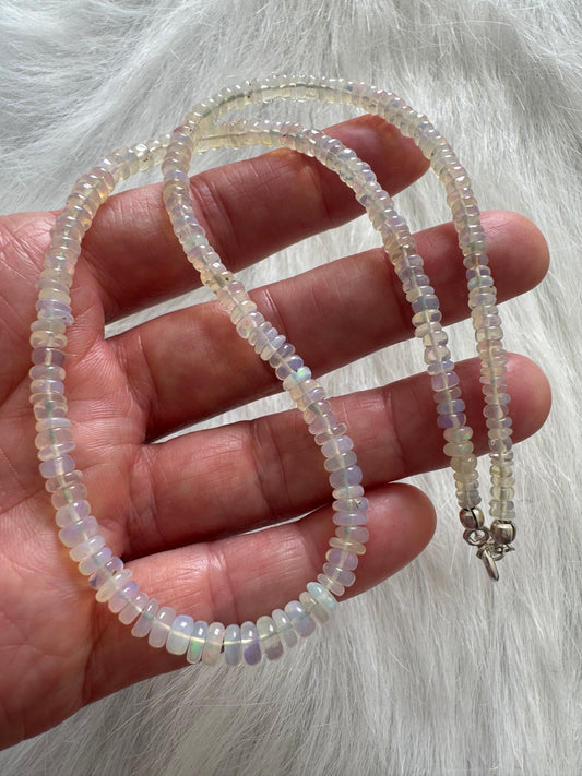 Ethiopian Opal Beaded 925 Sterling Silver  Necklace - Beautiful!