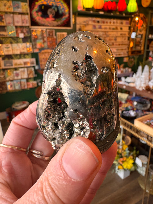 Pyrite Sparkly Egg 363 g Peru - Moon Room Shop and Wellness