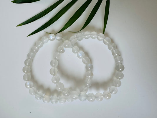 Moonstone Blue Flash Stretch Bracelet 8 mm - Moon Room Shop and Wellness