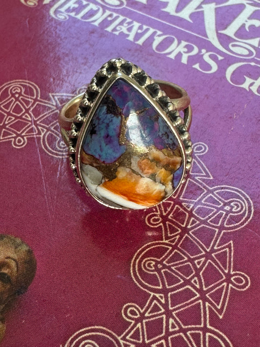 Oyster Copper Turquoise 925 Sterling Silver Ring Size 6.25 - Moon Room Shop and Wellness