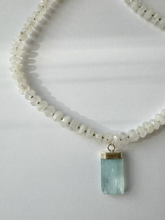 Aquamarine Moonstone Handmade Necklace - Moon Room Shop and Wellness