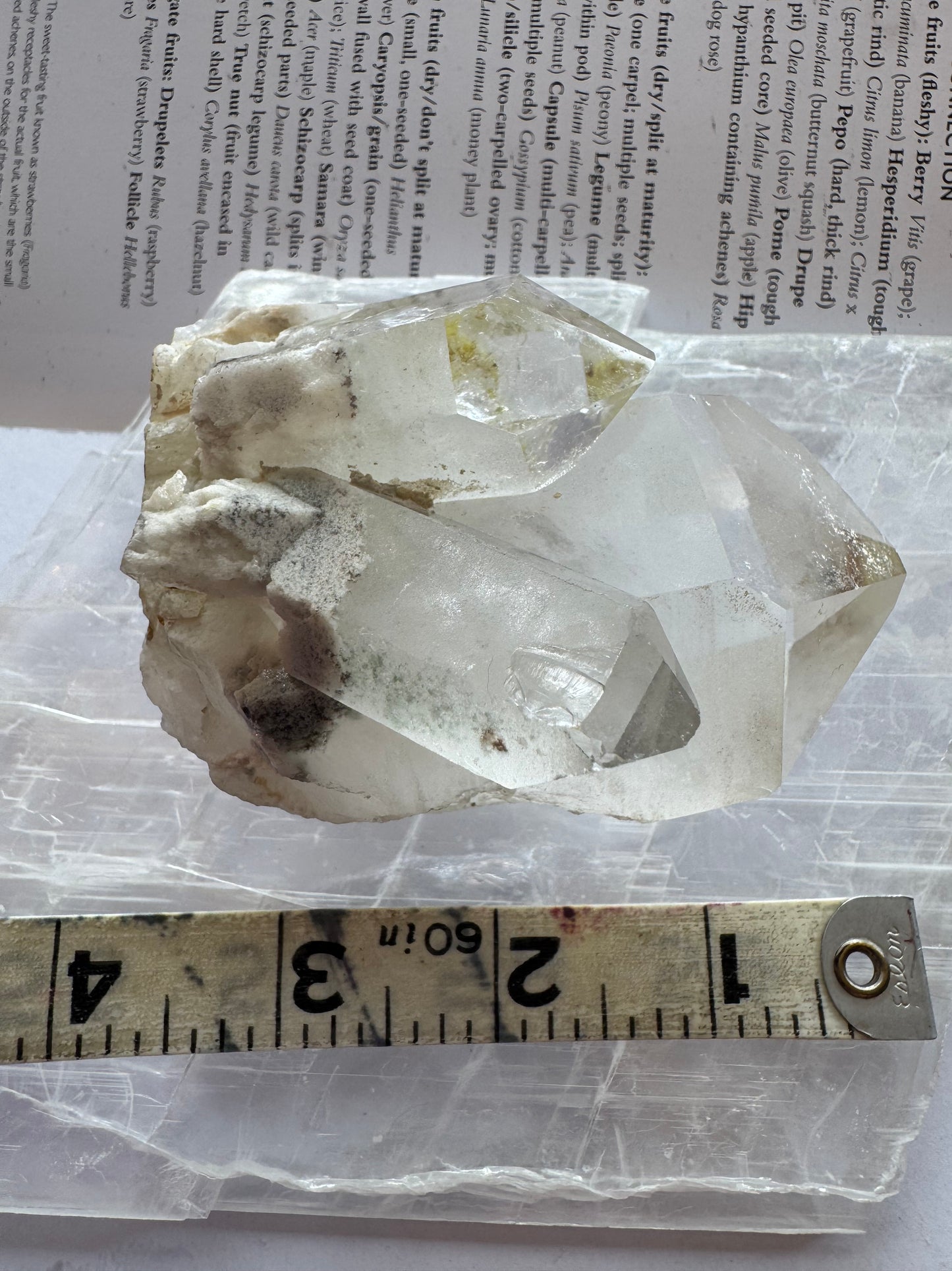 Clear Quartz Double Point (w sulfur + rainbows! ) 284 g Brazil Beauty! - Moon Room Shop and Wellness