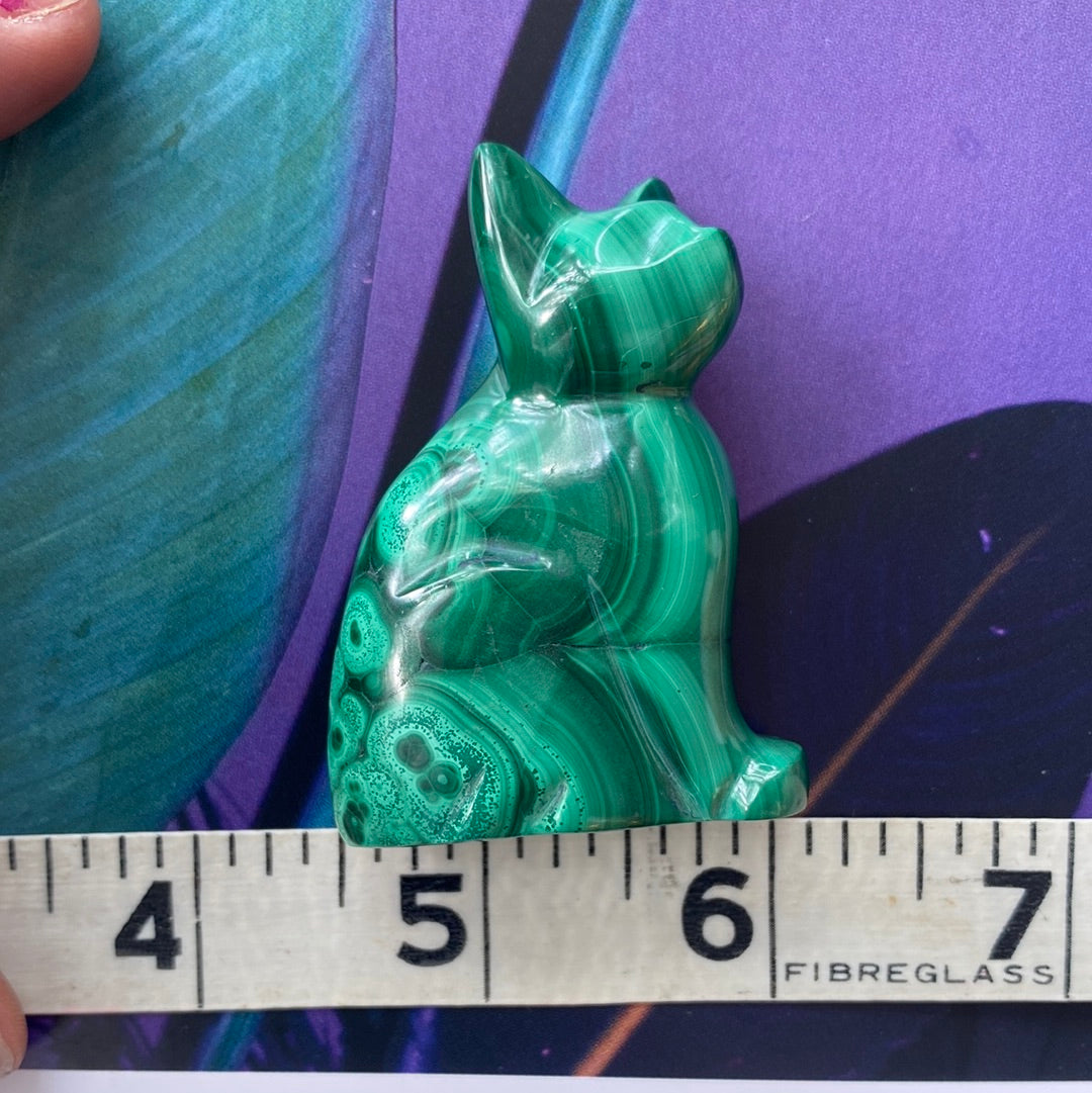 Carved Malachite Cat - Moon Room Shop and Wellness