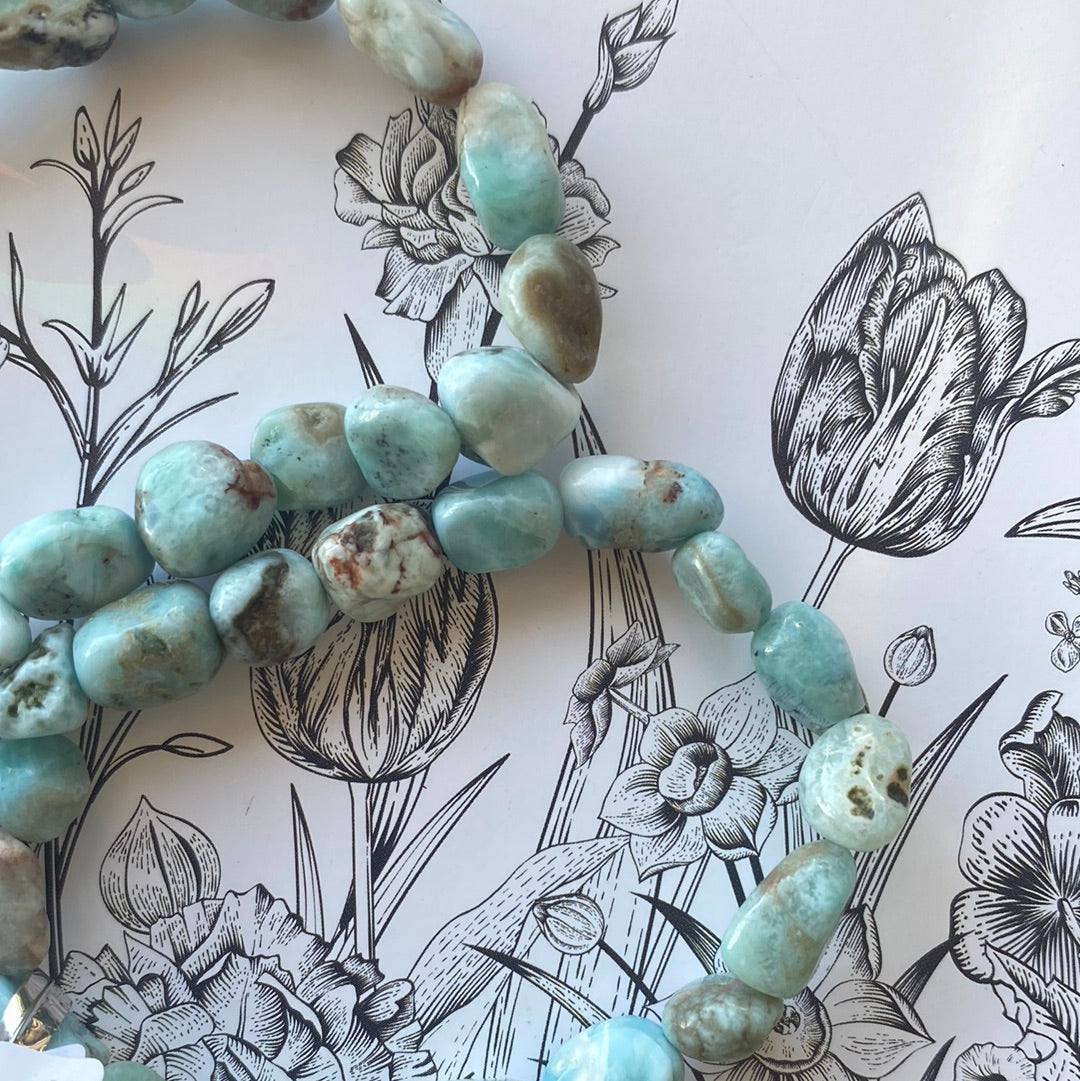 Larimar Nugget Stretch Bracelet 8mm - Moon Room Shop and Wellness