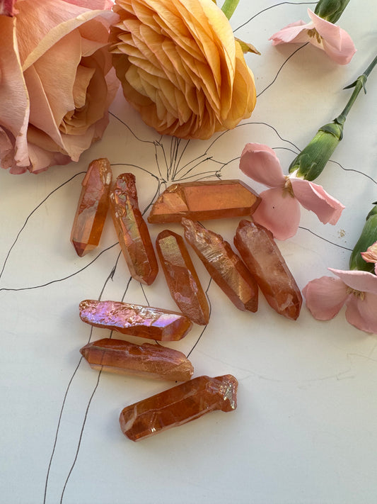 Aura Tangerine Quartz Points - Joy + Inner Child - Moon Room Shop and Wellness