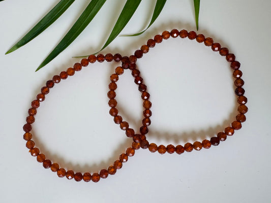 Hessonite Garnet Faceted Stretch Bracelet 4mm - Moon Room Shop and Wellness