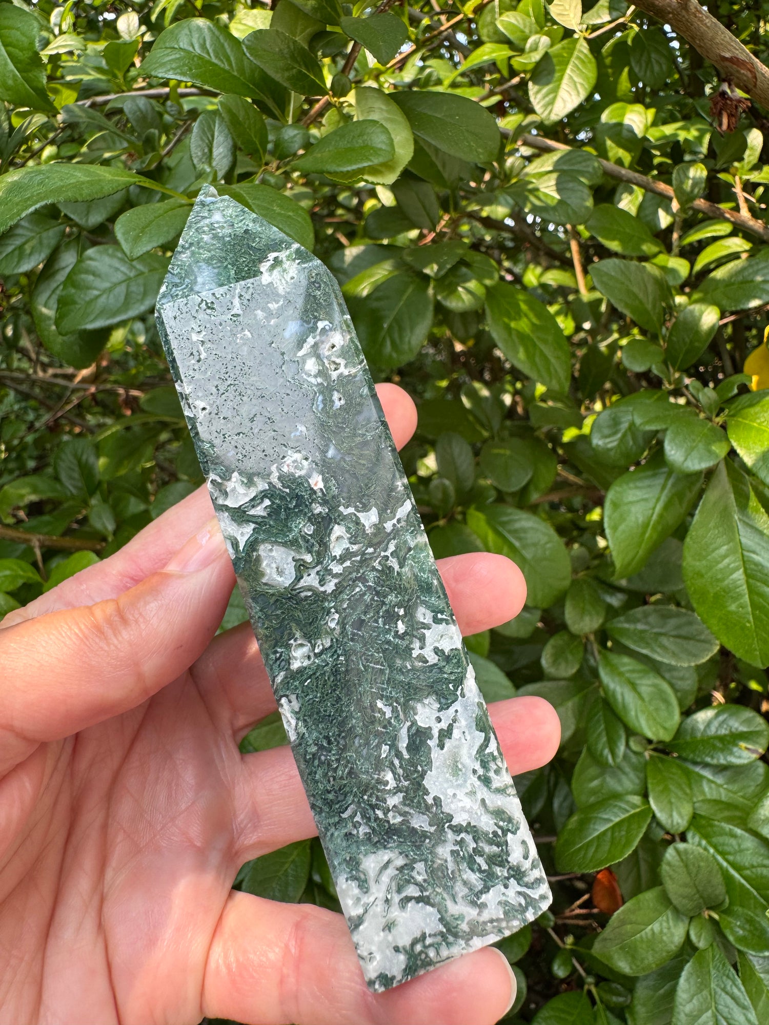 Moss Agate Tower 310 g - Moon Room Shop and Wellness