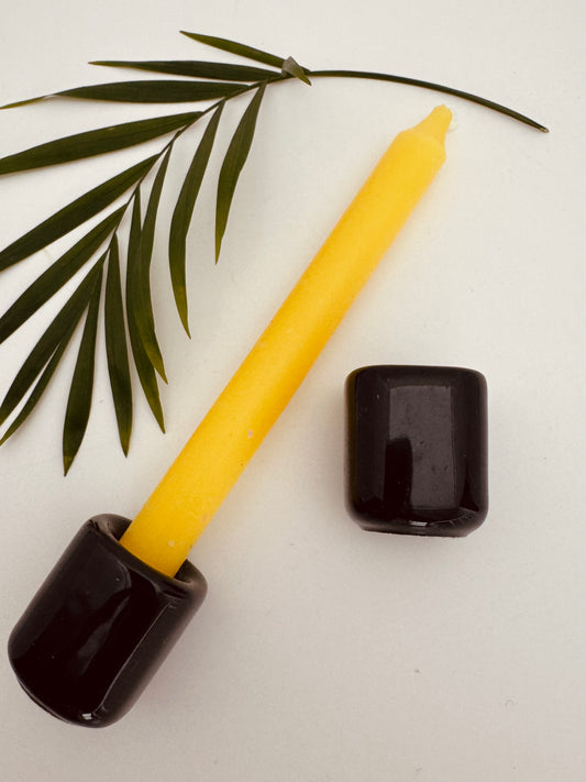 Ceramic Chime Candle Holder- Black - Moon Room Shop and Wellness
