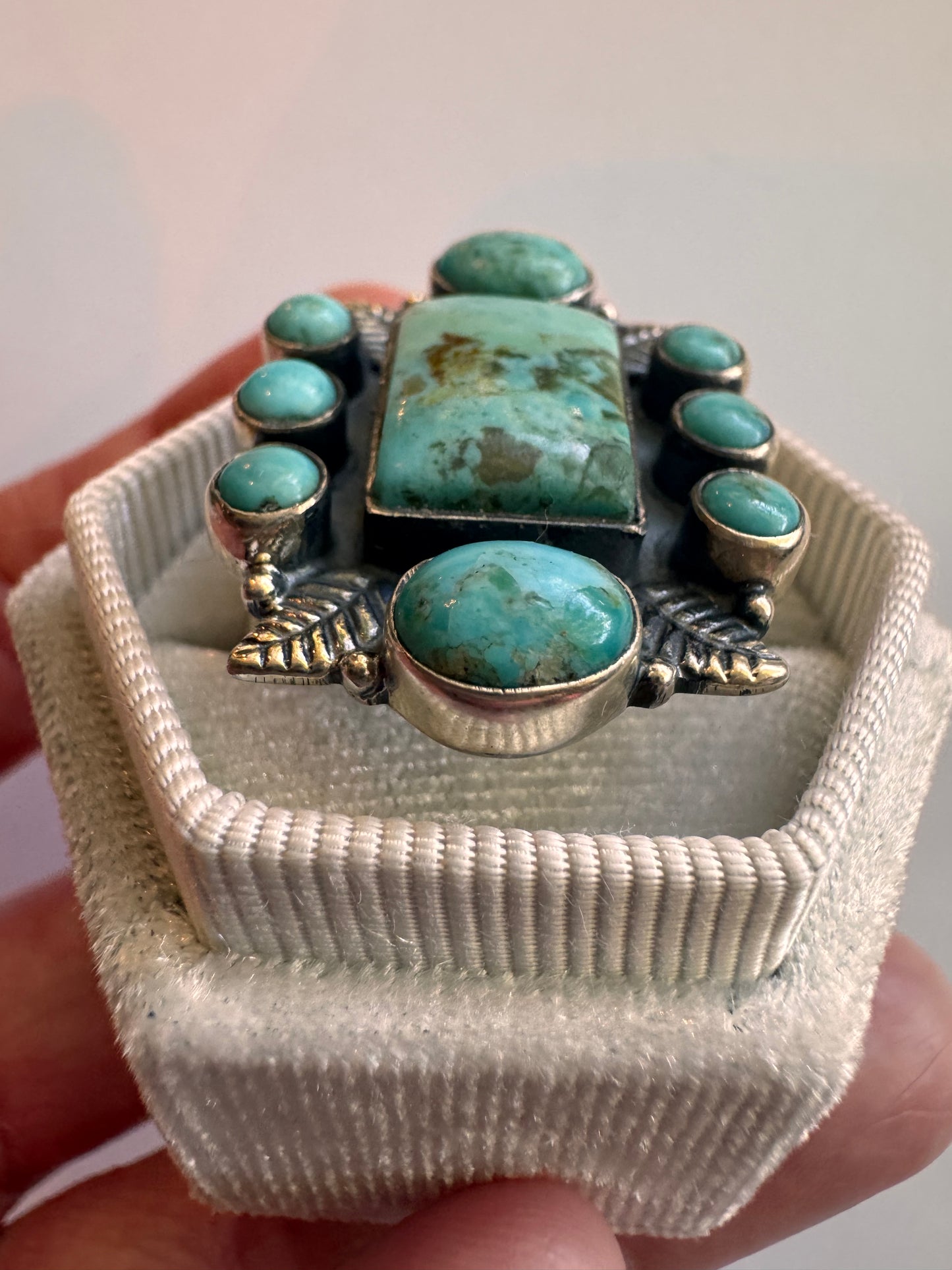American Turquoise Sterling Silver Ring Size Adjustable