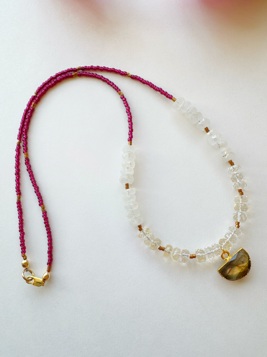 Labradorite + Citrine + Moonstone + Seed Bead One of a kind Gold Fill 19” Handmade Necklace - Moon Room Shop and Wellness