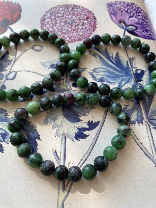 Ruby Zoisite Stretch Bracelet - Moon Room Shop and Wellness