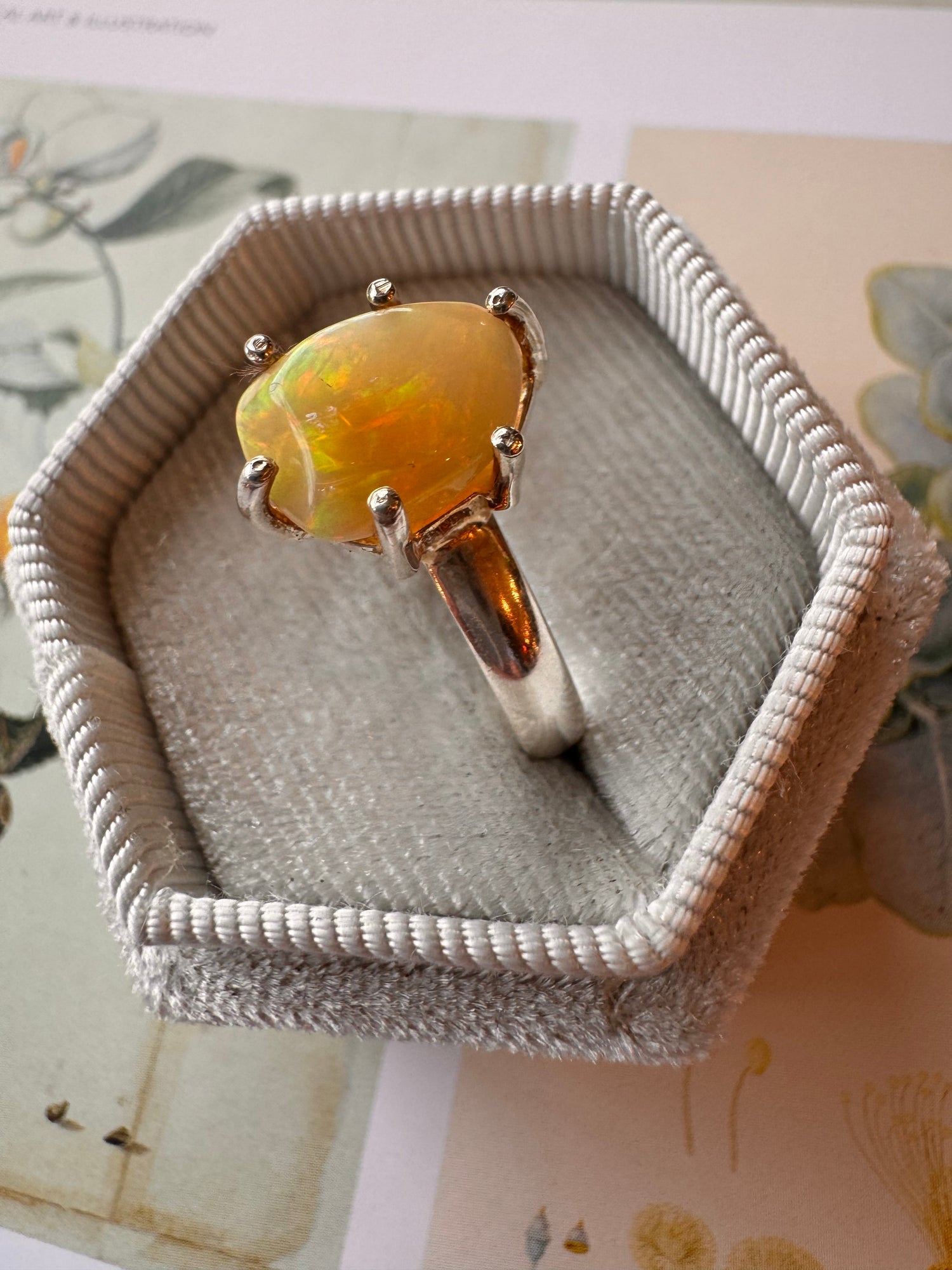 Opal-Rough Ethiopian Opal Sterling SIlver Ring Size 9 - Moon Room Shop and Wellness