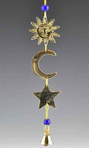 Sun Moon Star Brass Chime w/ Beads - Moon Room Shop and Wellness