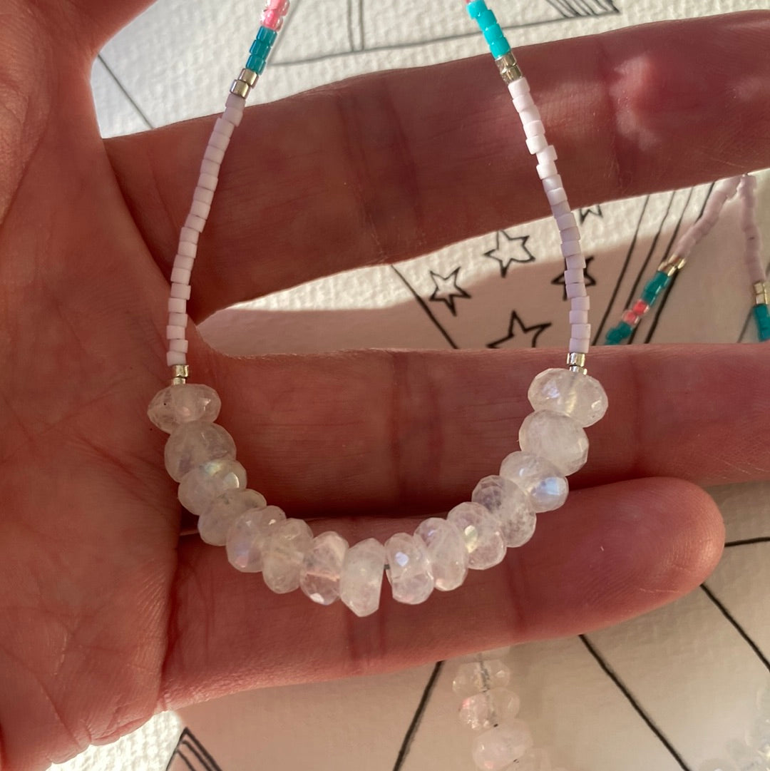 Moonstone Seed Bead Handmade Teardrop Earrings - Moon Room Shop and Wellness