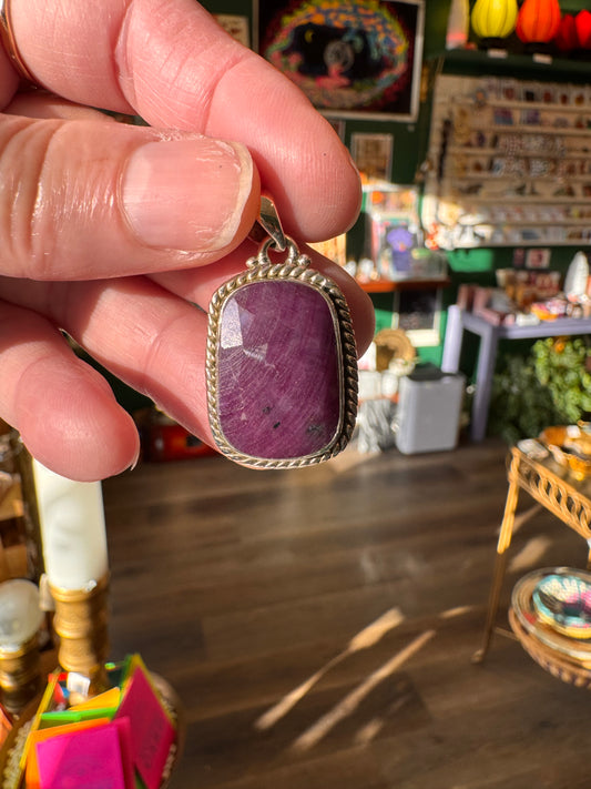 Ruby Sterling Silver Pendant - Moon Room Shop and Wellness
