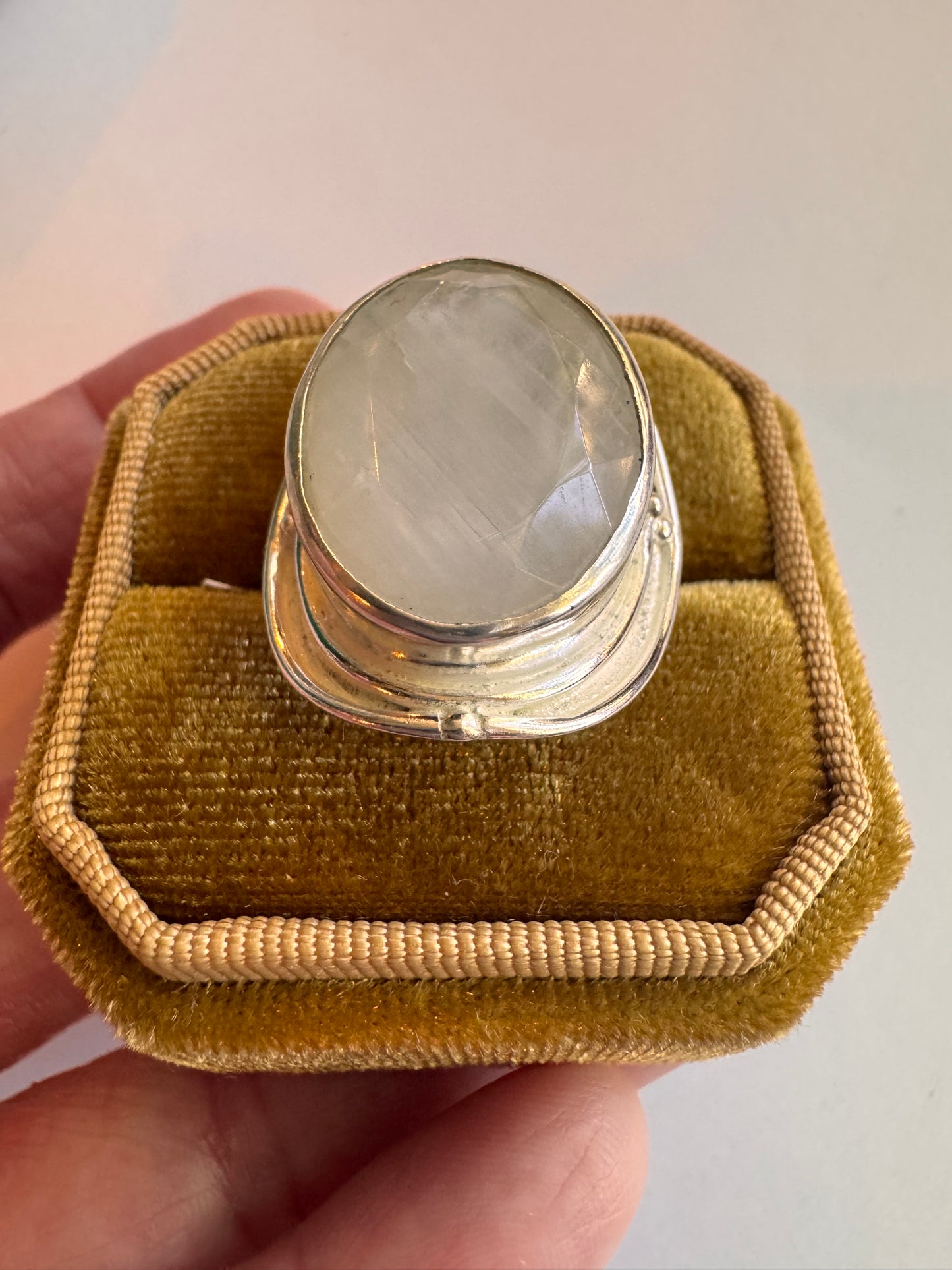 Moonstone Sterling SIlver Plated Brass Ring Size 7,8,9