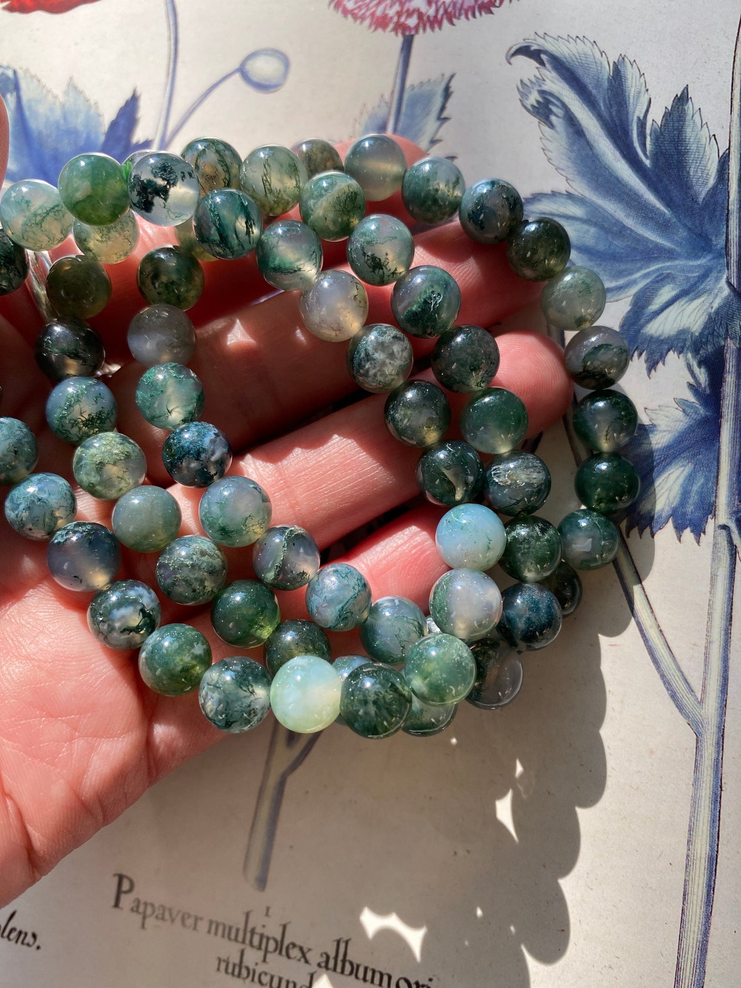 Moss Agate Stretch Bracelet 8 mm - Moon Room Shop and Wellness