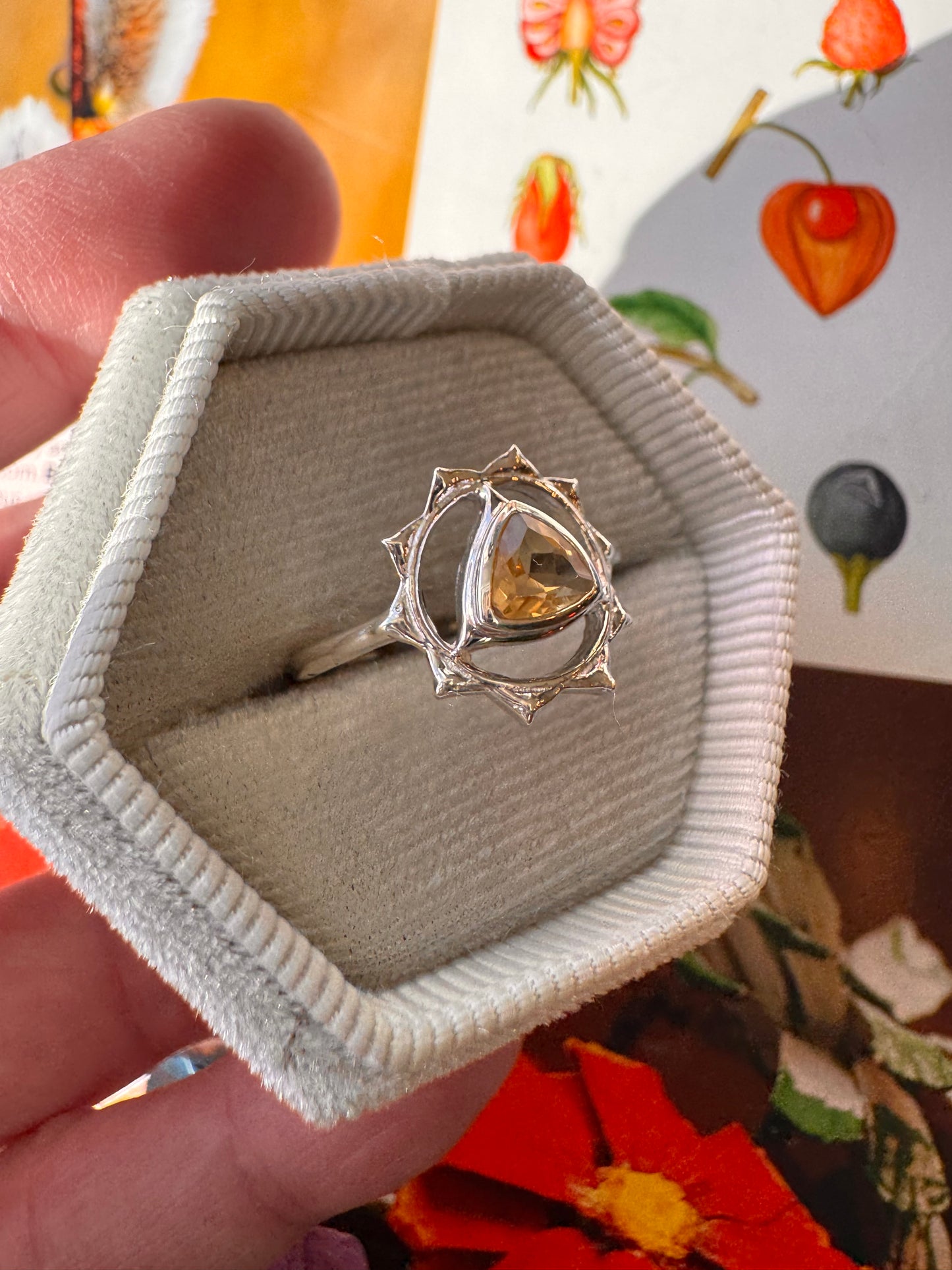 Citrine Solar Plexus Chakra Prosperity Sterling Silver Ring Size 8 - Moon Room Shop and Wellness