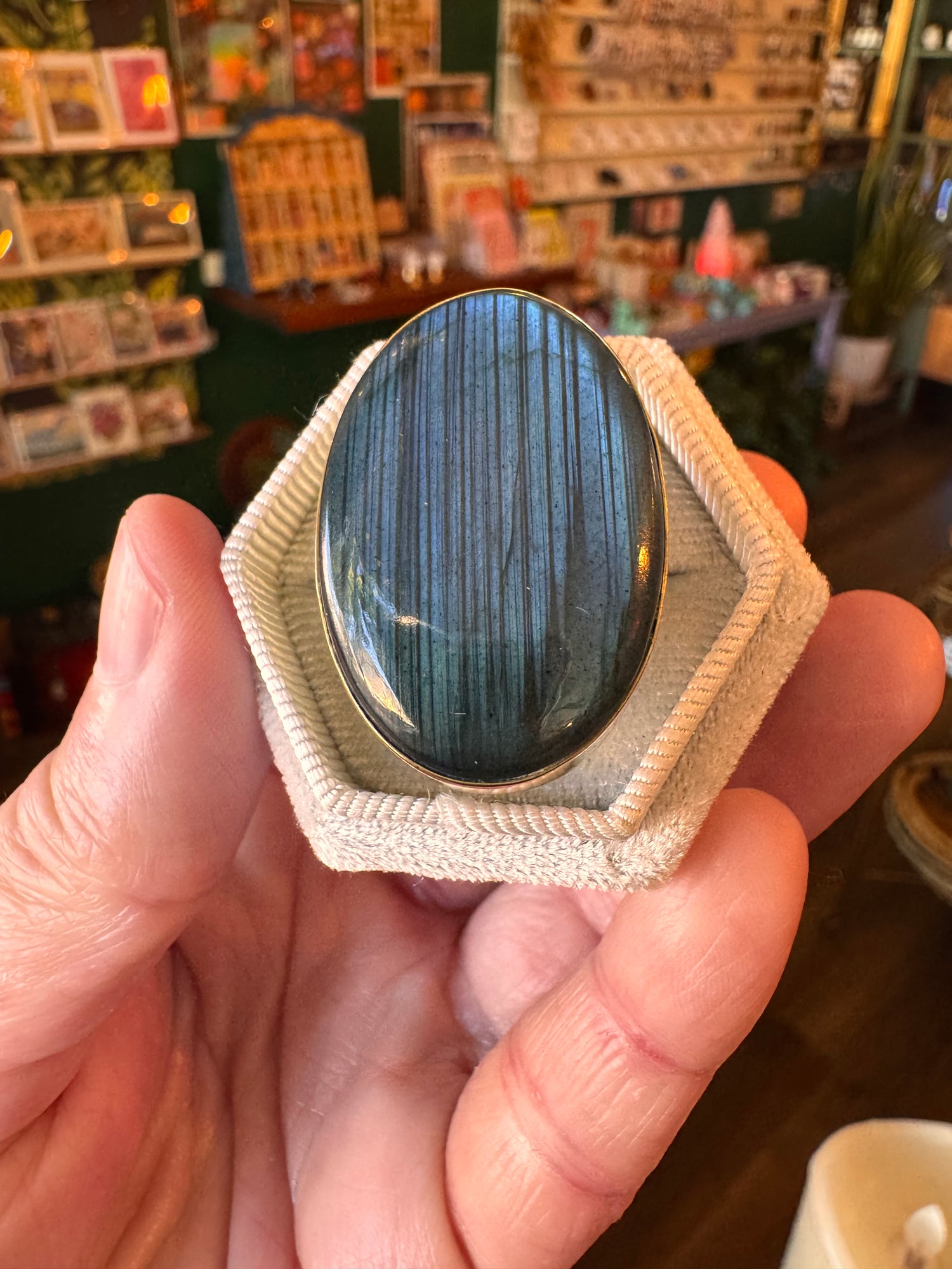 Labradorite Brass Ring Size 7 - Moon Room Shop and Wellness