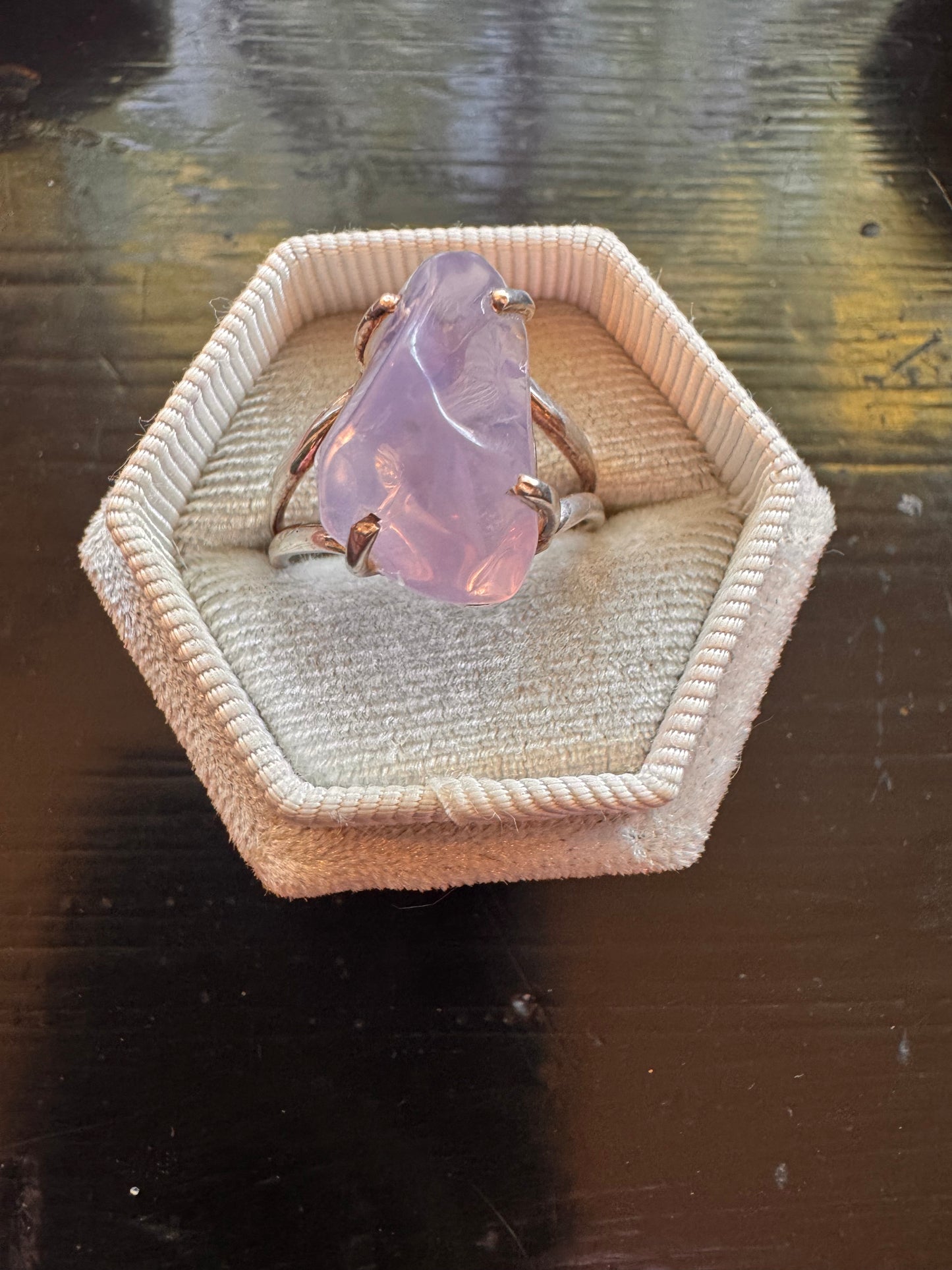 Lavender Quartz Raw Sterling SIlver Ring Size 9