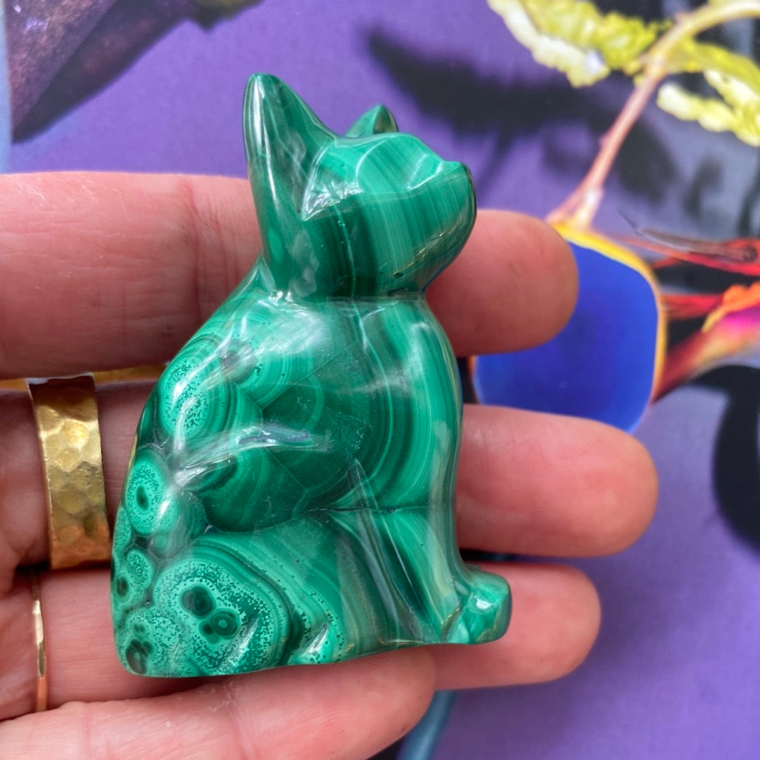 Carved Malachite Cat - Moon Room Shop and Wellness