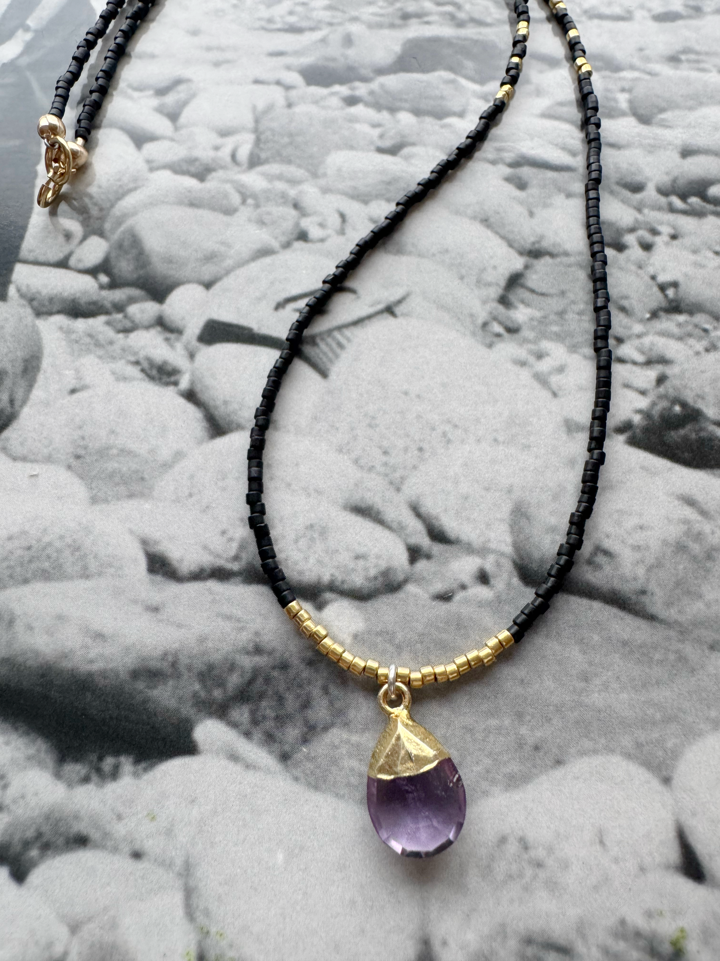 Amethyst Drop “walk in the Shadows”  Handmade Necklace 18” - Moon Room Shop and Wellness