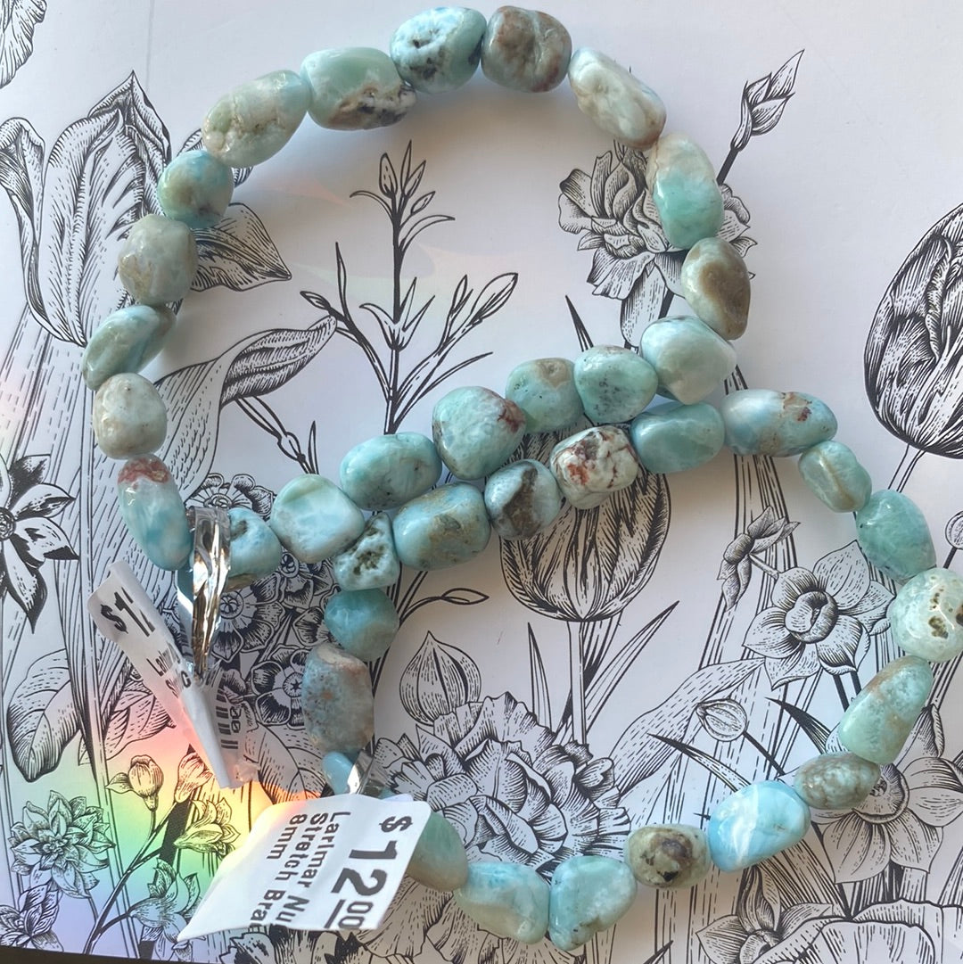 Larimar Nugget Stretch Bracelet 8mm - Moon Room Shop and Wellness