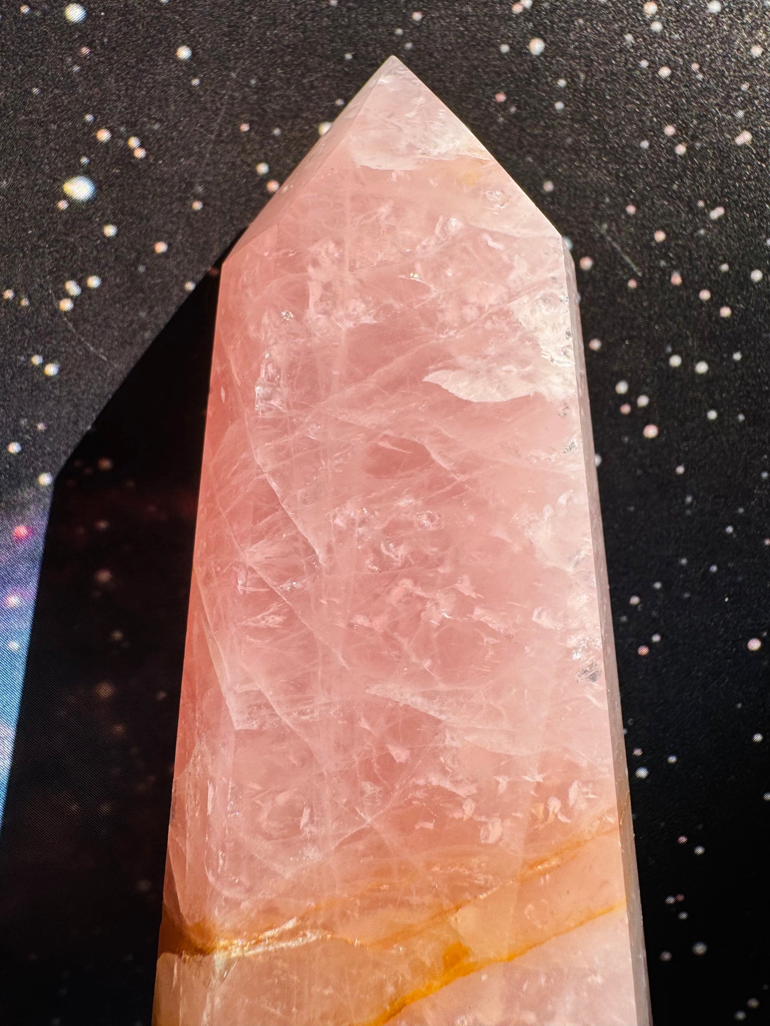 Rose Quartz w/ Golden Healer Tower 184 g Brazil - Moon Room Shop and Wellness