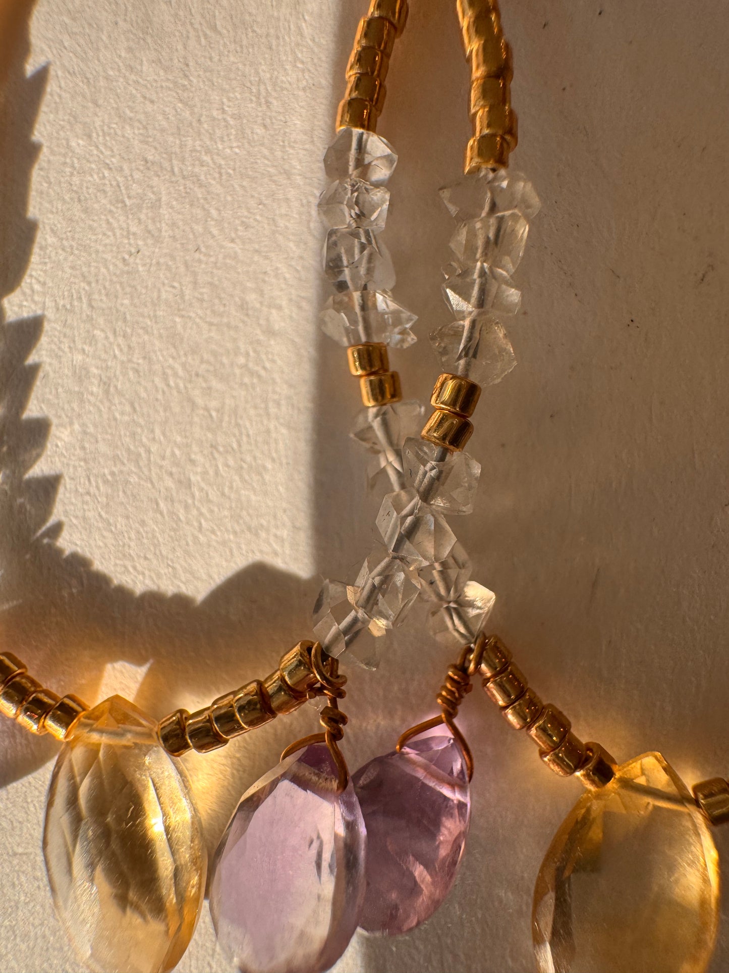 Soul Pretty Citrine + Amethyst + Herkimer Handmade Gold Fill Earrings - Moon Room Shop and Wellness
