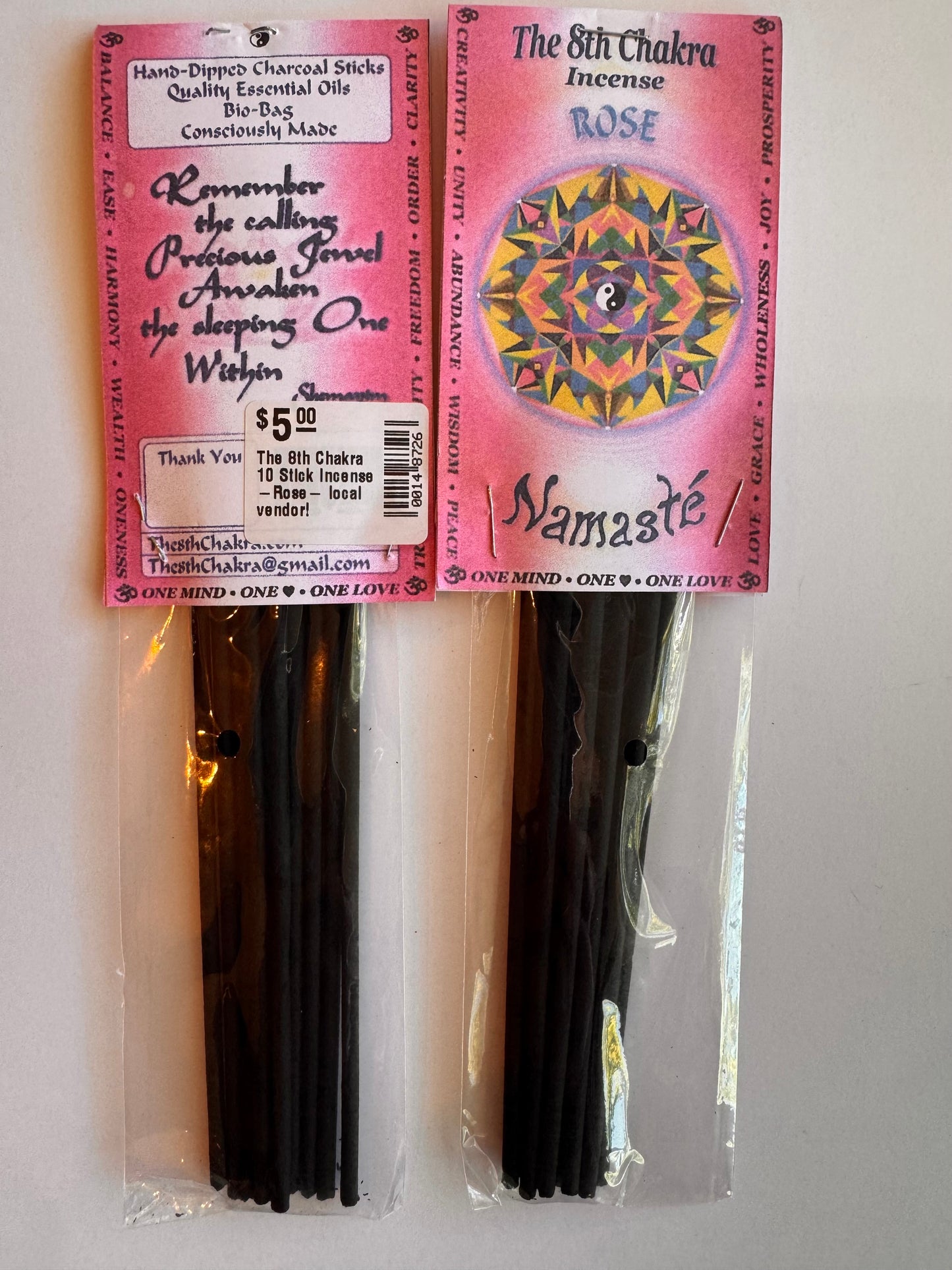 The 8th Chakra 10 Stick Incense -Rose- local vendor! - Moon Room Shop and Wellness