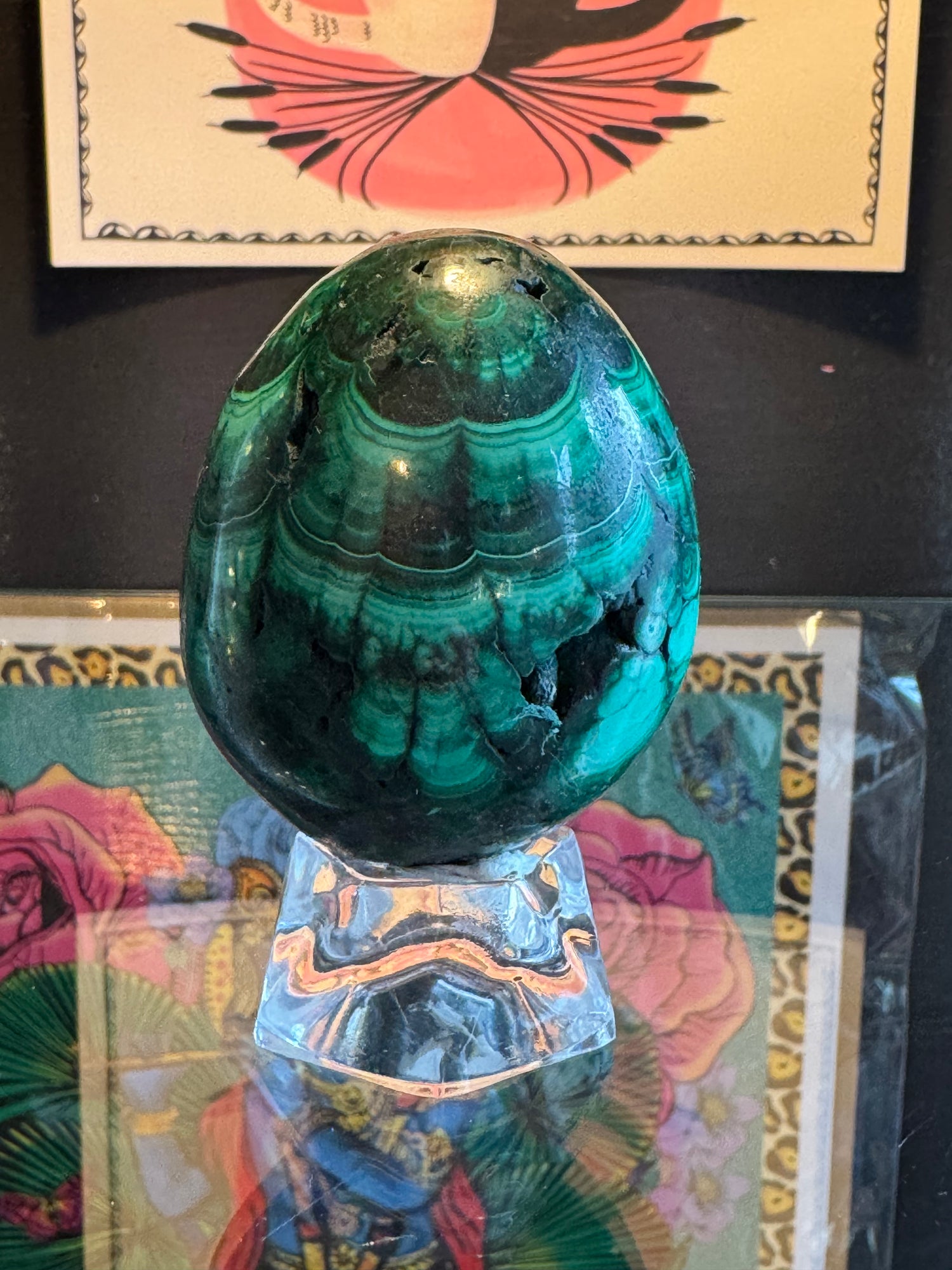 Malachite Egg with Stand 190 g Congo Beauty - Moon Room Shop and Wellness
