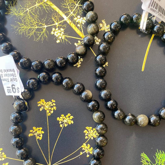 Golden Sheen Obsidian Stretch Bracelet 8mm - Moon Room Shop and Wellness