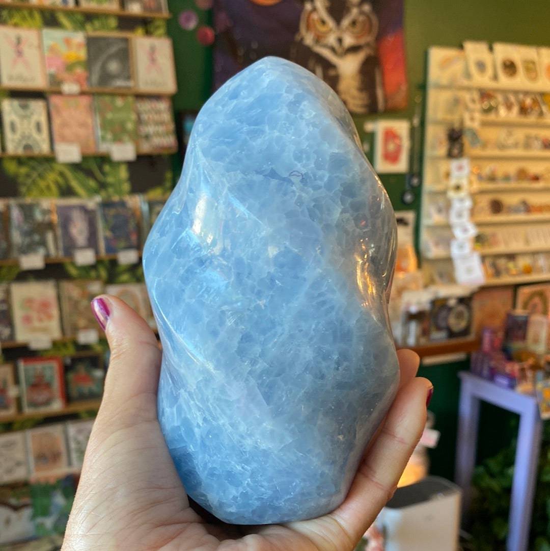 Blue Calcite Flame 1425 Grams - Moon Room Shop and Wellness