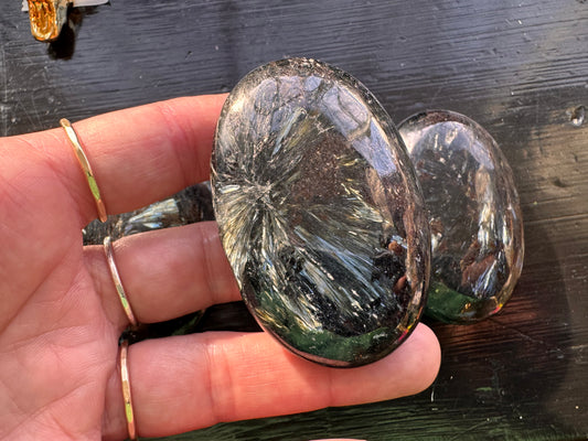 Astrophyllite Aka Arfvedsonite Palm Stones - Moon Room Shop and Wellness