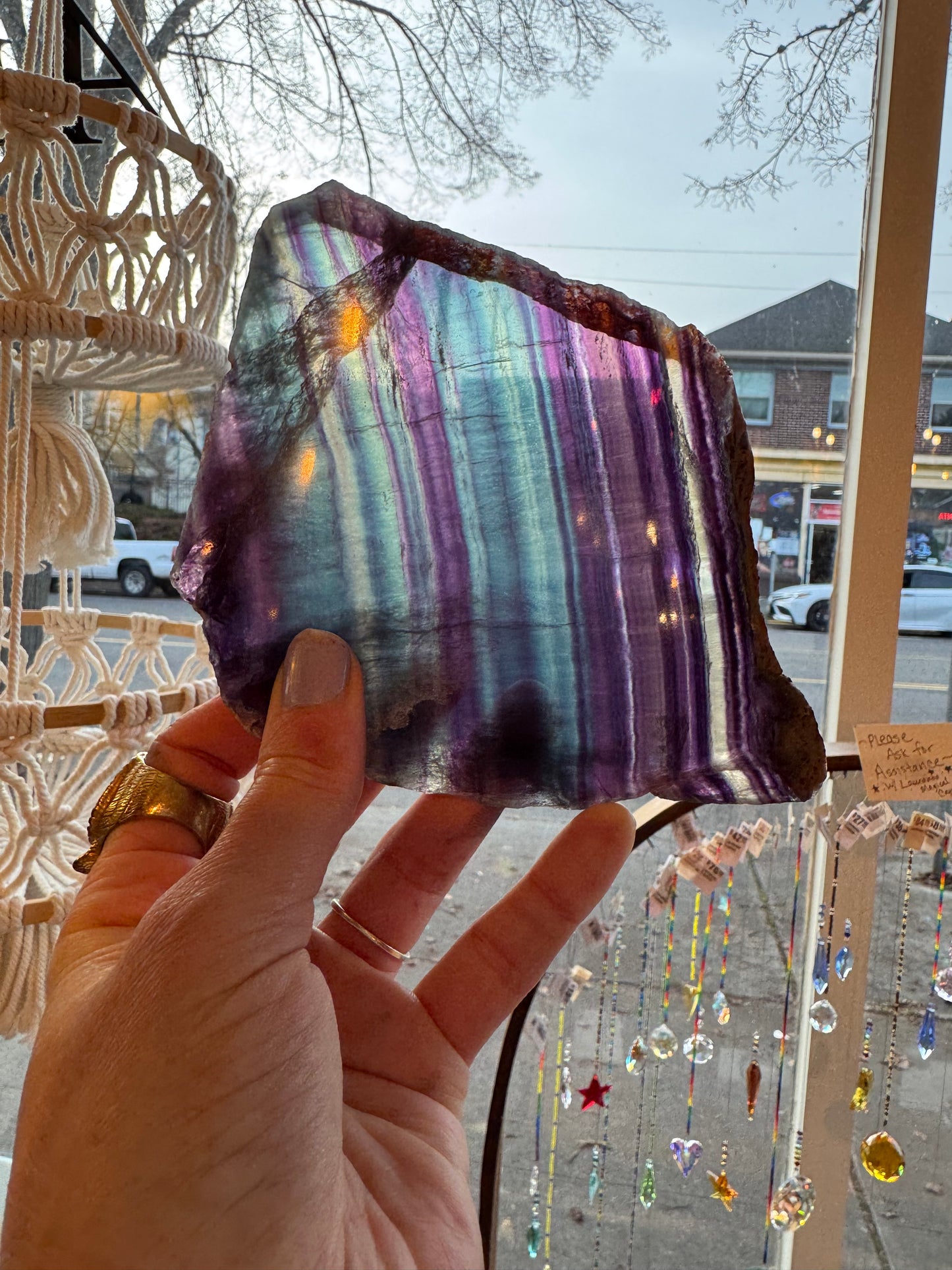 Rainbow Fluorite Slab 318 g with Stand Beauty!