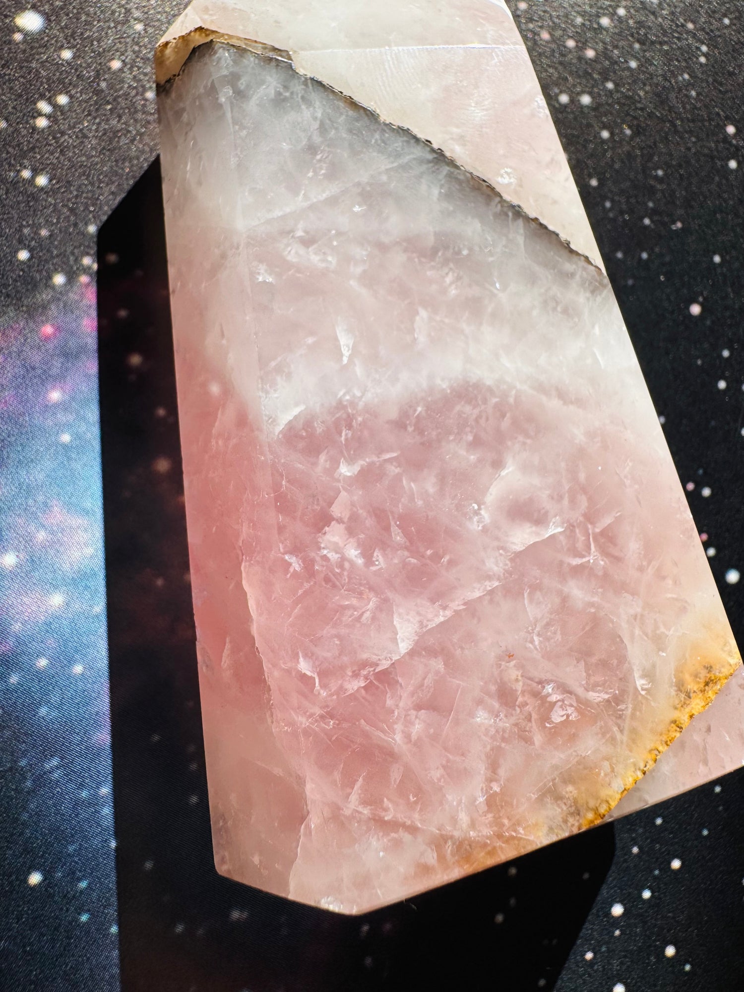 Rose Quartz w/ Golden Healer Tower 214 g Brazil Superb Beauty!! - Moon Room Shop and Wellness