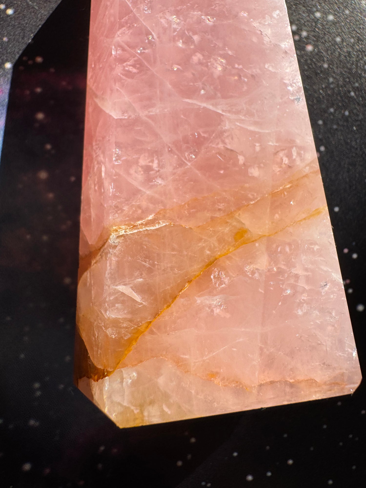 Rose Quartz w/ Golden Healer Tower 184 g Brazil - Moon Room Shop and Wellness