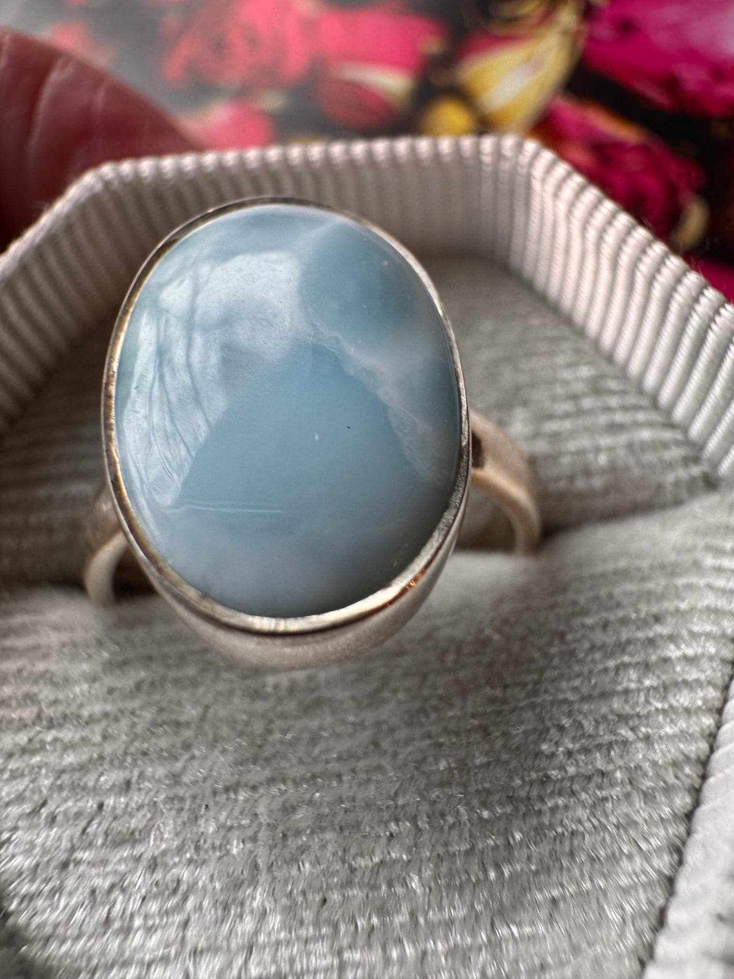 Larimar Sterling Silver Adjustable 5-6 Ring - Moon Room Shop and Wellness