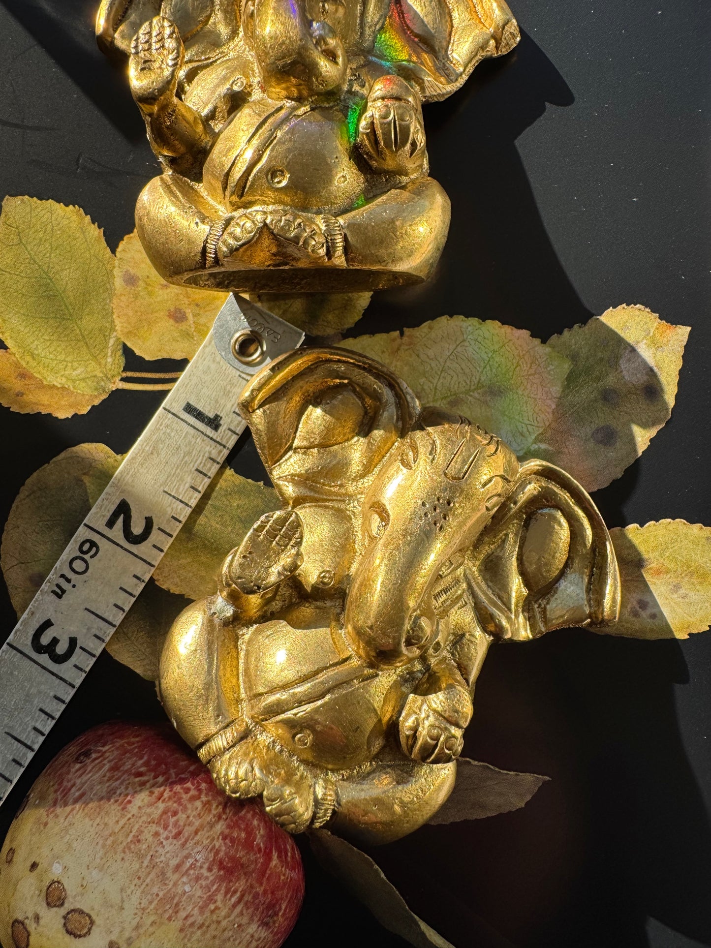 Ganesh Statue Brass Large 2.8 x 2.5 in - Moon Room Shop and Wellness