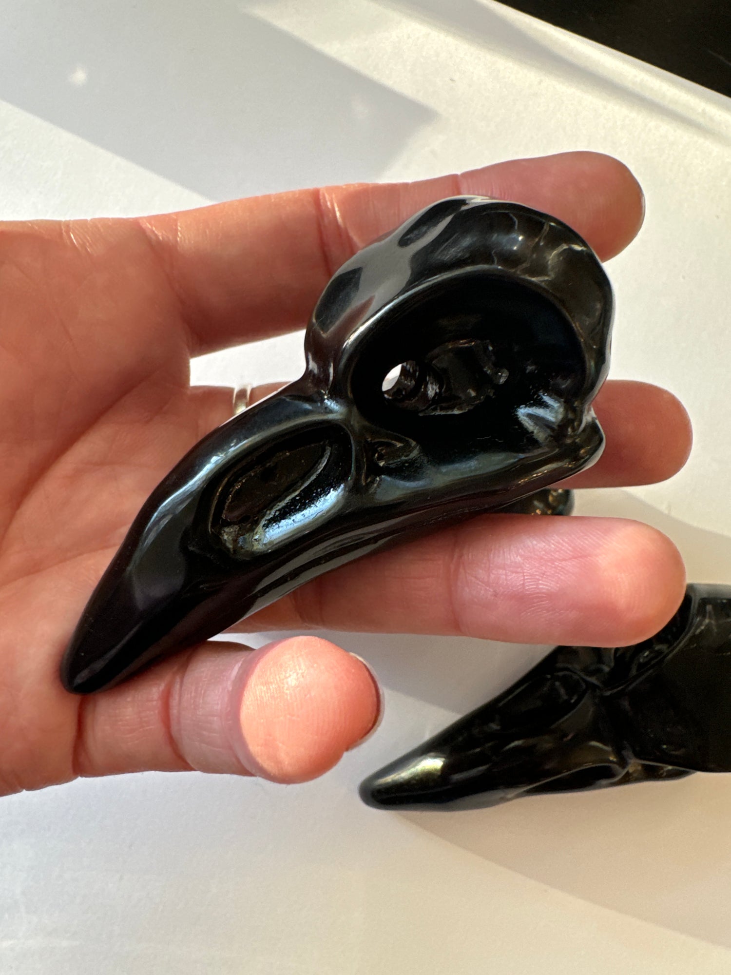 Obsidian Raven Skull 3" L - Moon Room Shop and Wellness