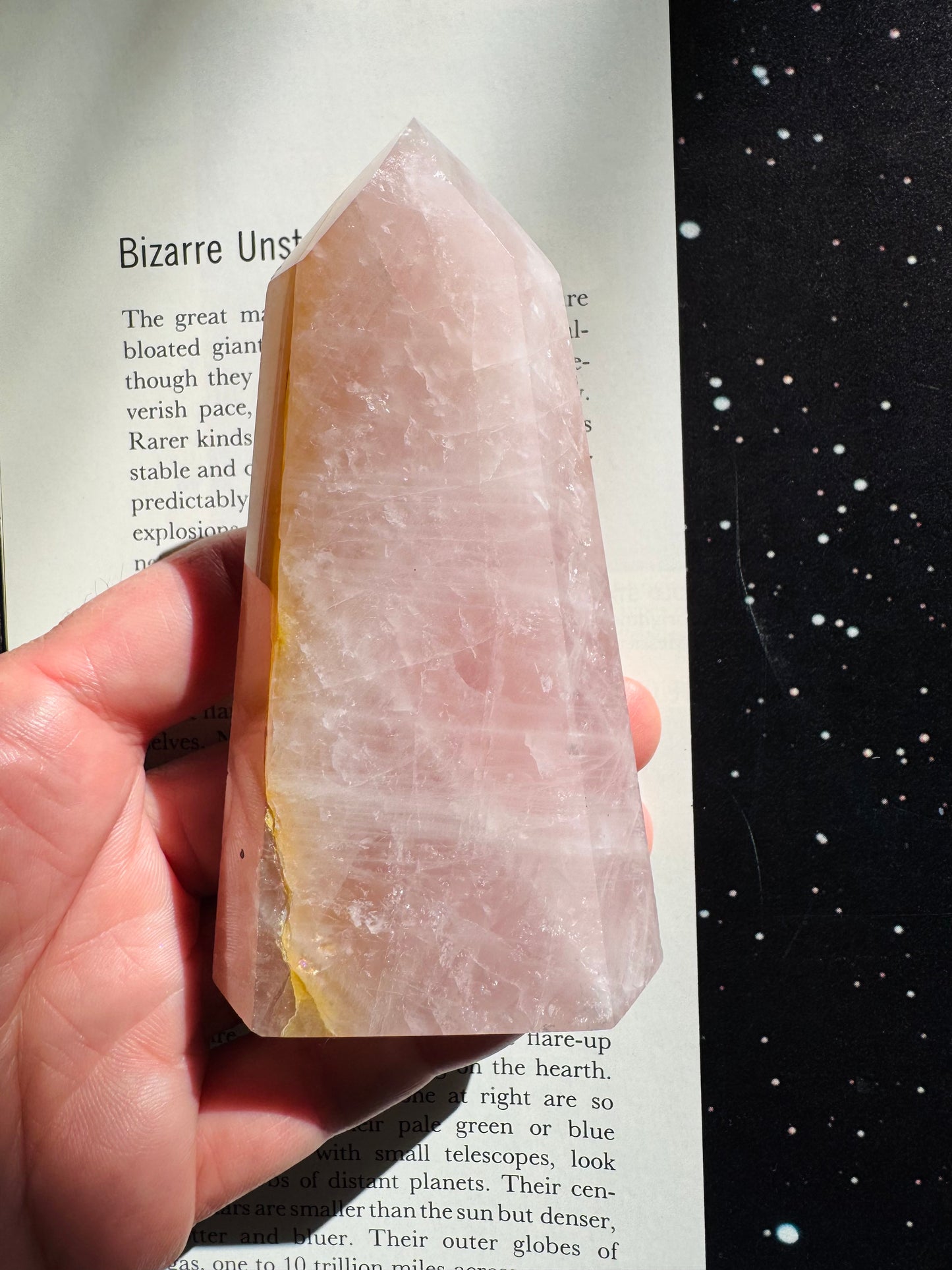 Rose Quartz w/ Golden Healer Tower 200 g Brazil - Moon Room Shop and Wellness