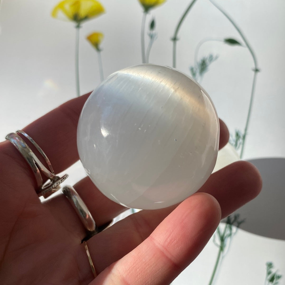 Selenite Sphere with Stand  2" - Moon Room Shop and Wellness