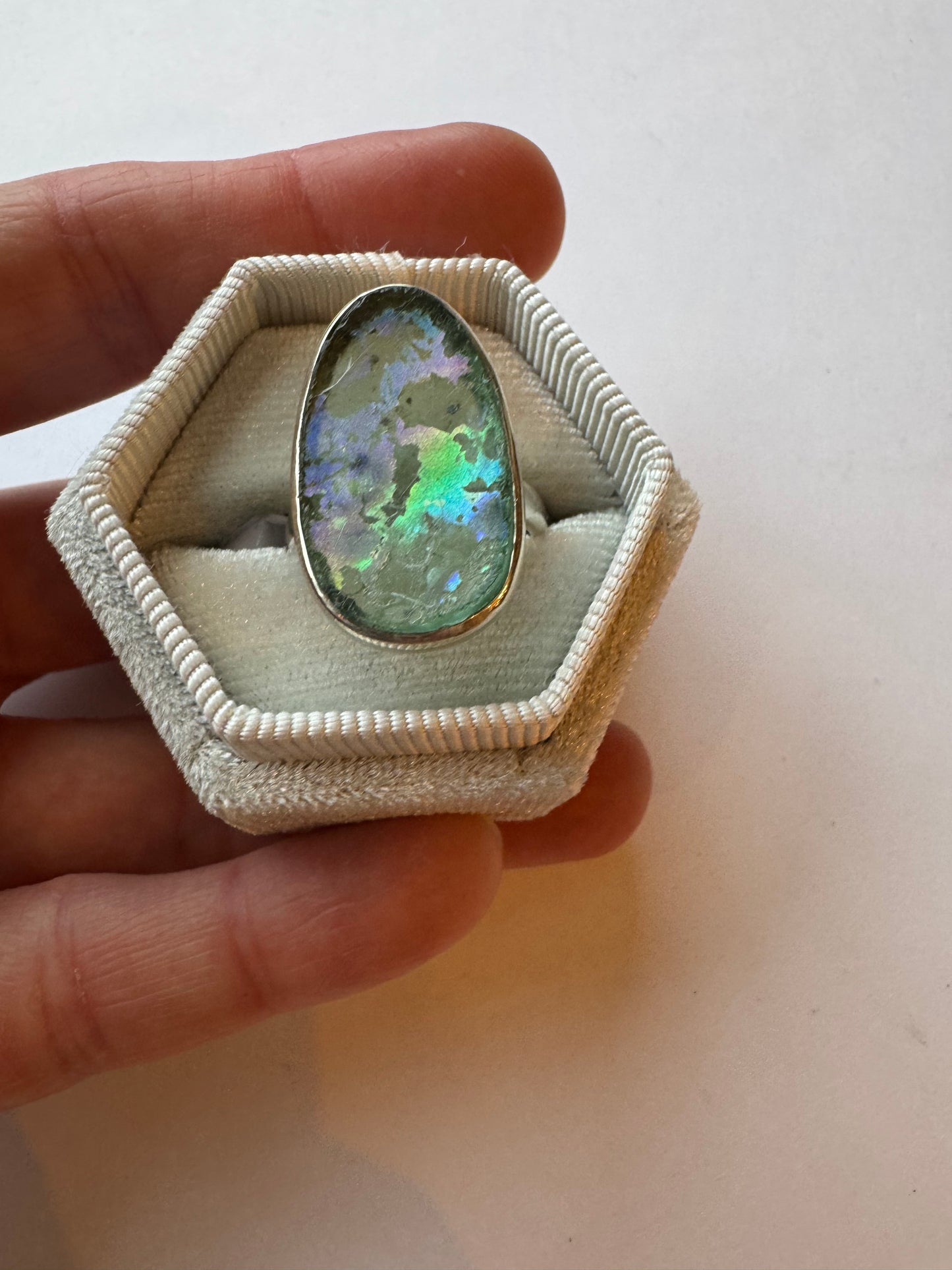 Roman Glass Sterling Silver Adjustable 5-7 Ring - Moon Room Shop and Wellness