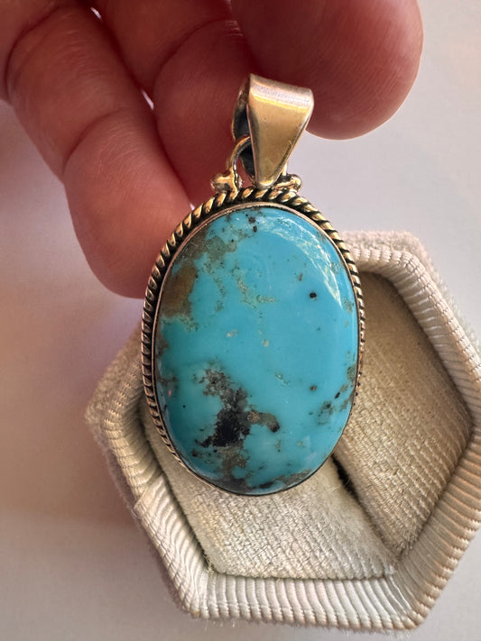 Natural Turquoise Sterling Silver Pendant
