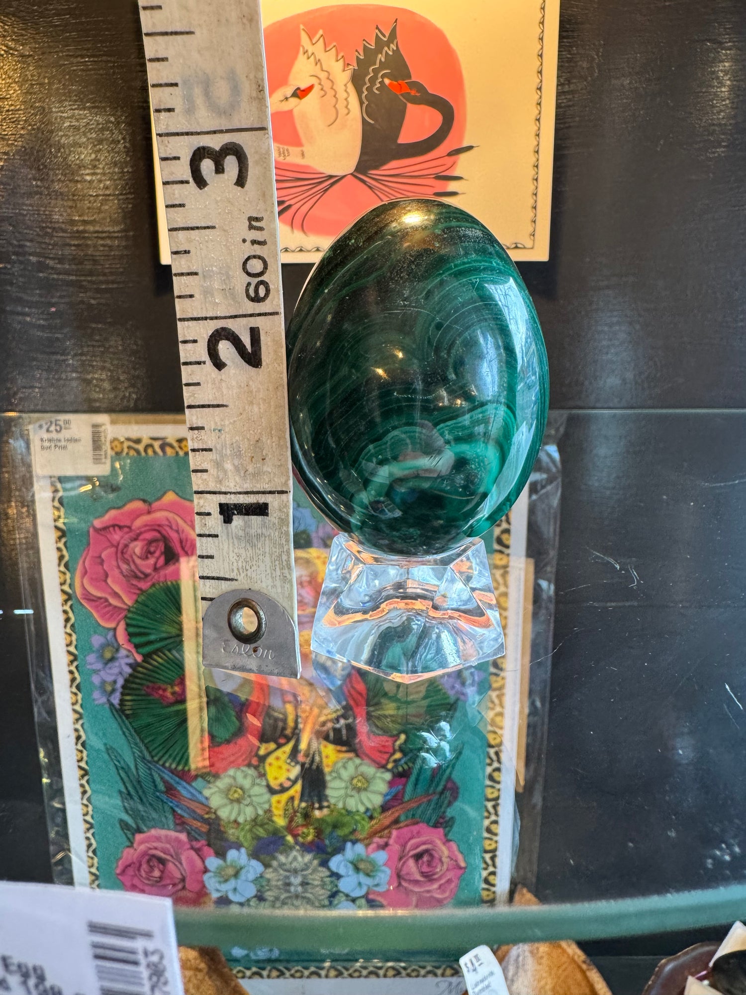 Malachite Egg with Stand 198 g Congo Beauty - Moon Room Shop and Wellness